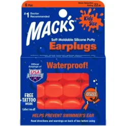 Mack's Pillow Soft Silicone Putty Kids Earplugs - 6 Pair