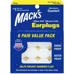 Mack's Pillow Soft Silicone Putty Earplugs - 6 Pair