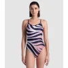 Multi Stripes Swimsuit Lace Back